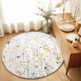 thumbnail image 2 of Washable Round Area Rug Colorful Flower Country Floral Circle Rugs Floor Carpet for Living Room Bedroom, Wildflower Watercolor Soft Non Slip Round Rug 4ft, 2 of 9