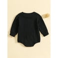thumbnail image 3 of ZAXARRA Baby Sweatshirt Romper Long Sleeve Round Neck Solid Color Ribbed Bodysuit Infant Fall Outfit, 3 of 9