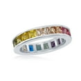 thumbnail image 1 of iJewelry2 Sterling Silver Channel Set Rainbow Multicolor CZ Eternity Band Ring Size 7, 1 of 2