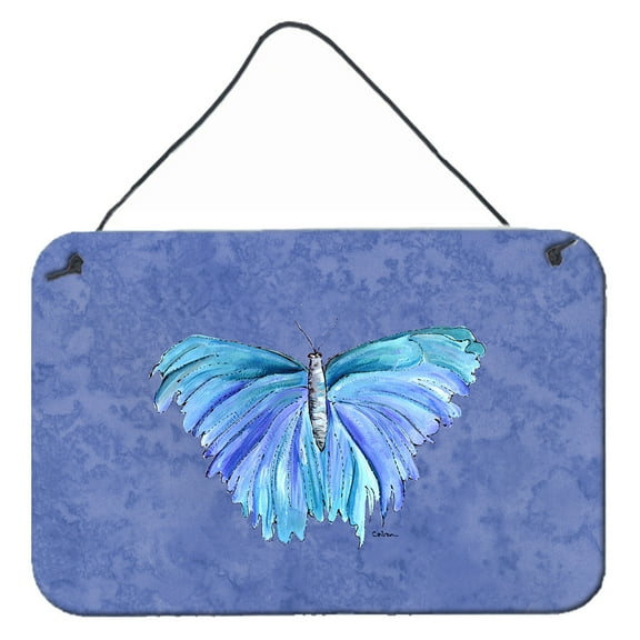 Carolines Treasures 8855DS812 Butterfly on Slate Blue Wall or Door Hanging Prints 8x12 multicolor
