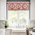 thumbnail image 2 of Orange Red Boho Valances for Windows Farmhouse Kitchen Curtains Valances Rod Pocket Valance Curtains for Kitchen Windows Vintage Flower Tribal Distressed Printed Window Valances for Bathroom 42"x18", 2 of 6