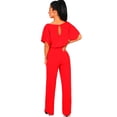 thumbnail image 2 of Sonducket Mono de cintura alta para mujer, mono para oficina, vacaciones en la playa, mono con cinturón, mono elegante, ropa femenina conjuntos de ropa Rojo L, 2 of 6