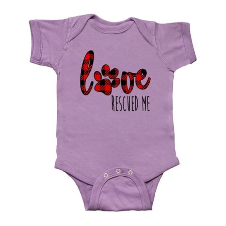 

Inktastic Love Rescued Me Paw Print in Plaid Gift Baby Boy or Baby Girl Bodysuit