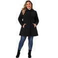 thumbnail image 3 of DARING DIVA Women's Plus Size Button Down Single Breasted Peacoat Long Coat 2X Black, 3 of 6