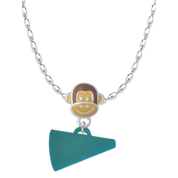 Delight Jewelry Acrylic 3/4" Teal Megaphone Mia Monkey Charm Necklace