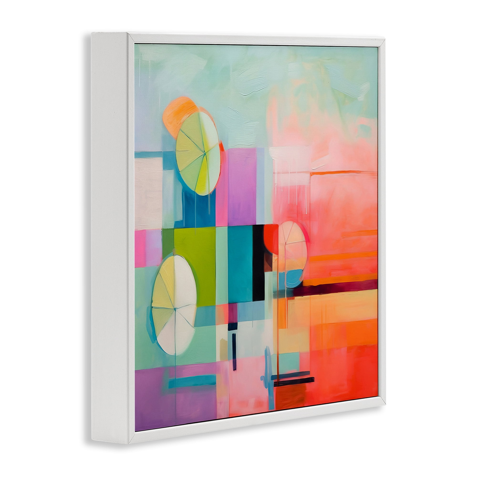 Stupell Industries Beach Umbrellas Abstraction Abstract Painting White Framed Art Print Wall Art, 24 x 24