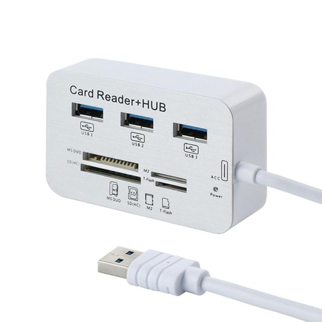 3 Port USB Multi-In-1 Hub SD M2 TF Memory Card Reader Aluminum Adapter Hub 3 Port USB Multi-In-1 Aluminum Potable SD M2 TF Memory Card Reader PC Windows 98 Windows 98SE Accessories