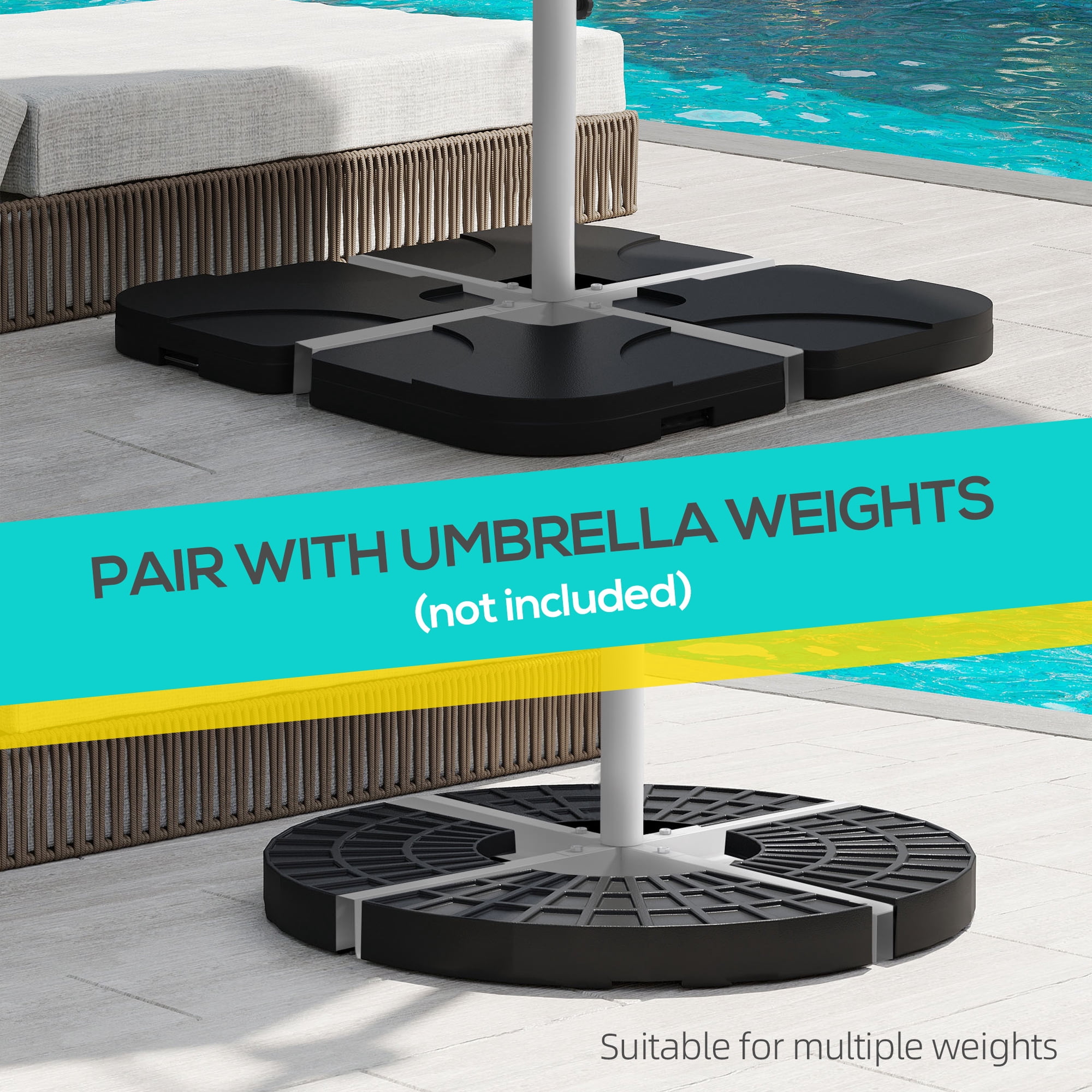 Outsunny White Cross Outdoor Universal Umbrella Brace Stand, with Side Screw for Tightening