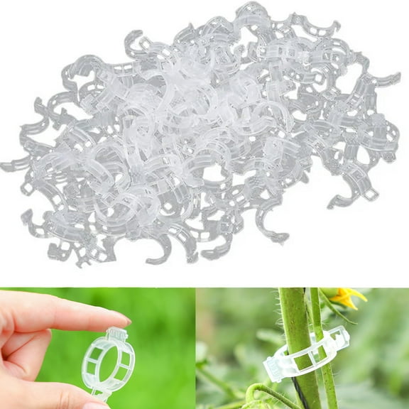 XIAOLE 100PCS Plant Support Clips for Climbing Plants, Tomato Clips, Garden Clips to Grow Upward for Plant Vine Vegetables Healthier, Plastic Trellis Support Clips for Grape, Cucumber