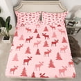 thumbnail image 2 of Manfei Jungle Wildlife Deer Queen Sheet Sets,Rustic Farmhouse Hunting Flat Sheet,Cartoon Pine Tree Queen Fitted Sheet For Kids,Breathable Home Decor,4-Piece, 2 of 7