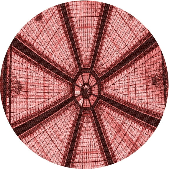 Ahgly Company Indoor Round Patterned Cranberry Red Area Rugs, 8' Round
