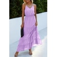 thumbnail image 5 of Vestido PRETTYGARDEN Maxi Largo Morado Claro con Tirantes Finos, 5 of 5