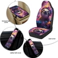thumbnail image 5 of Xoenoiee Sloth Flower Print Car Accessories Set of 5, PU Leather Car Seats Cover Protector, Seatbelt Cover, Auto Armrest Cover Protector for Most Vehicle, SUV, Truck, 5 of 7