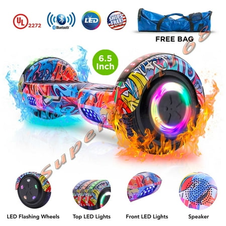 Bag + HIPHOPI UL 2272 Certified Bluetooth Self-Balancing Electric Scooter Hoverboard Skateboard LED 6.5" (WHEELS-UC6.5-HIPHOPI)