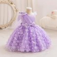 thumbnail image 2 of Robe Fille Robe de Princesse pour Fête d'Anniversaire avec Broderie Fleur 3D Violette 3 Ans-4 Ans, 2 of 7