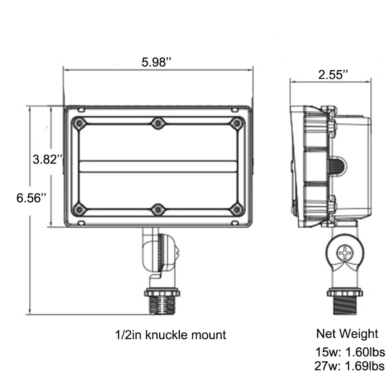 Chiuer 27W Outdoor LED Flood Lights Knuckle Mount 5000K 3700LM 120-277V Dim