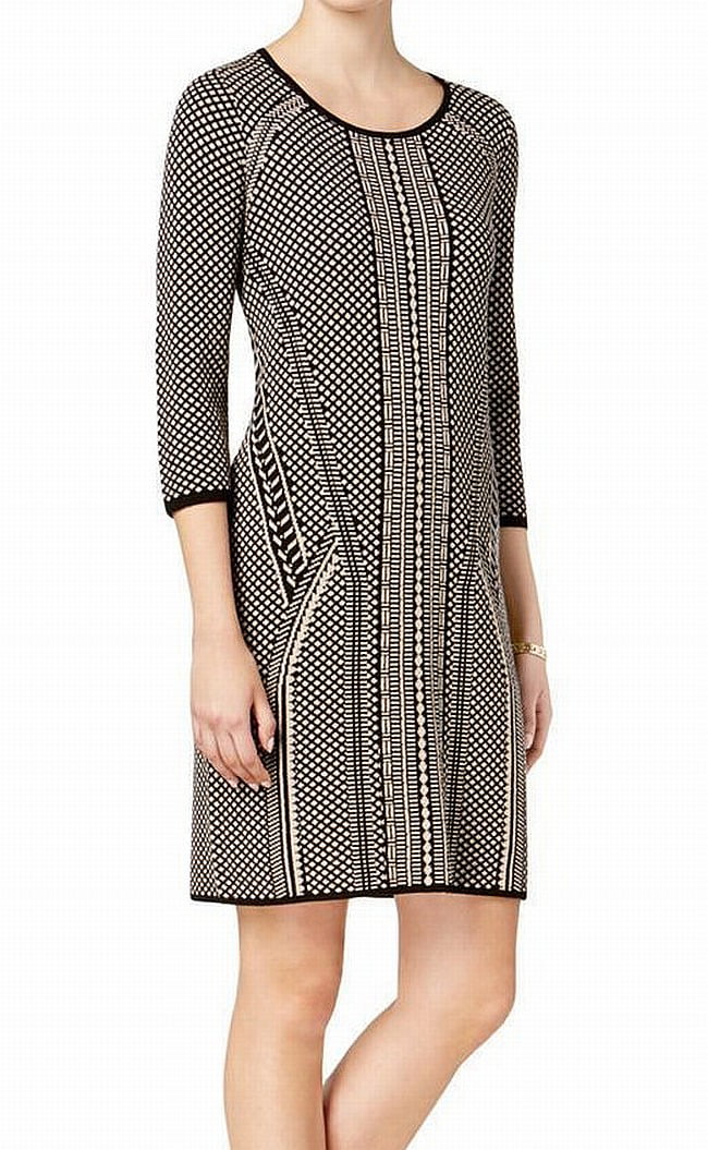 NY Collection Beige Womens Small Jacquard Sweater Dress - Walmart.com