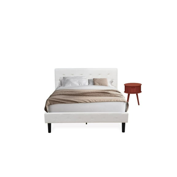 East West Furniture NL19Q-1GO13 2 Piece Bed Set - 1 Queen Bed White Velvet Fabric Headboard and 1 Wooden Night Stand - Burgundy Finish Nightstand