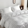 thumbnail image 5 of Ntbay 3-Pieces Twin Size Silky Satin Stripe Duvet Cover Set, Ultra Soft & Luxury Bedding Set with 1 Duvet Cover (No Comforter) & 2 Envelope Pillowcases (No Pillows), White, 5 of 5