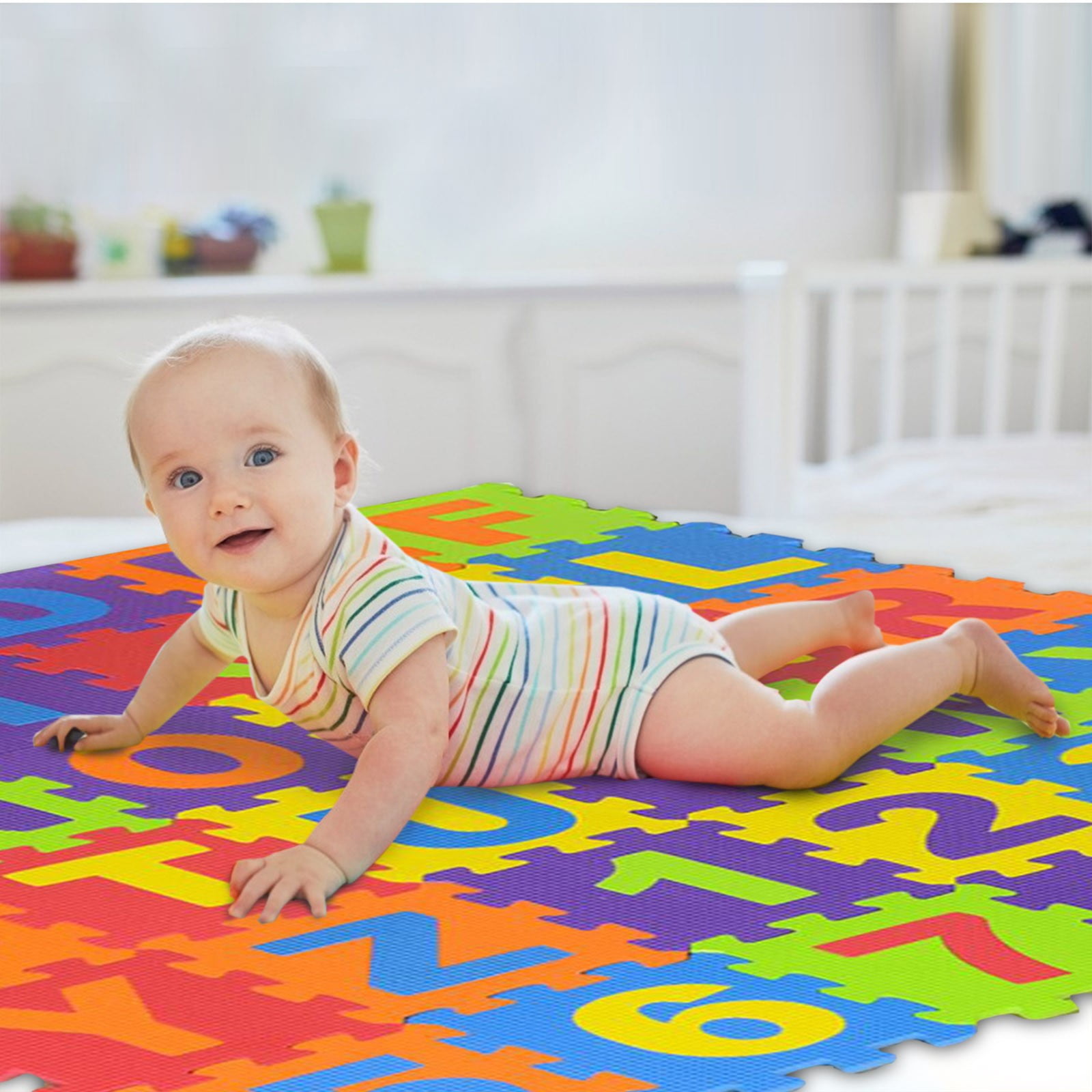 Socisucc Baby Foam Play Mat 36pcs 6.1x6.1 Inches Interlock Kid's Floor Puzzle Colorful
