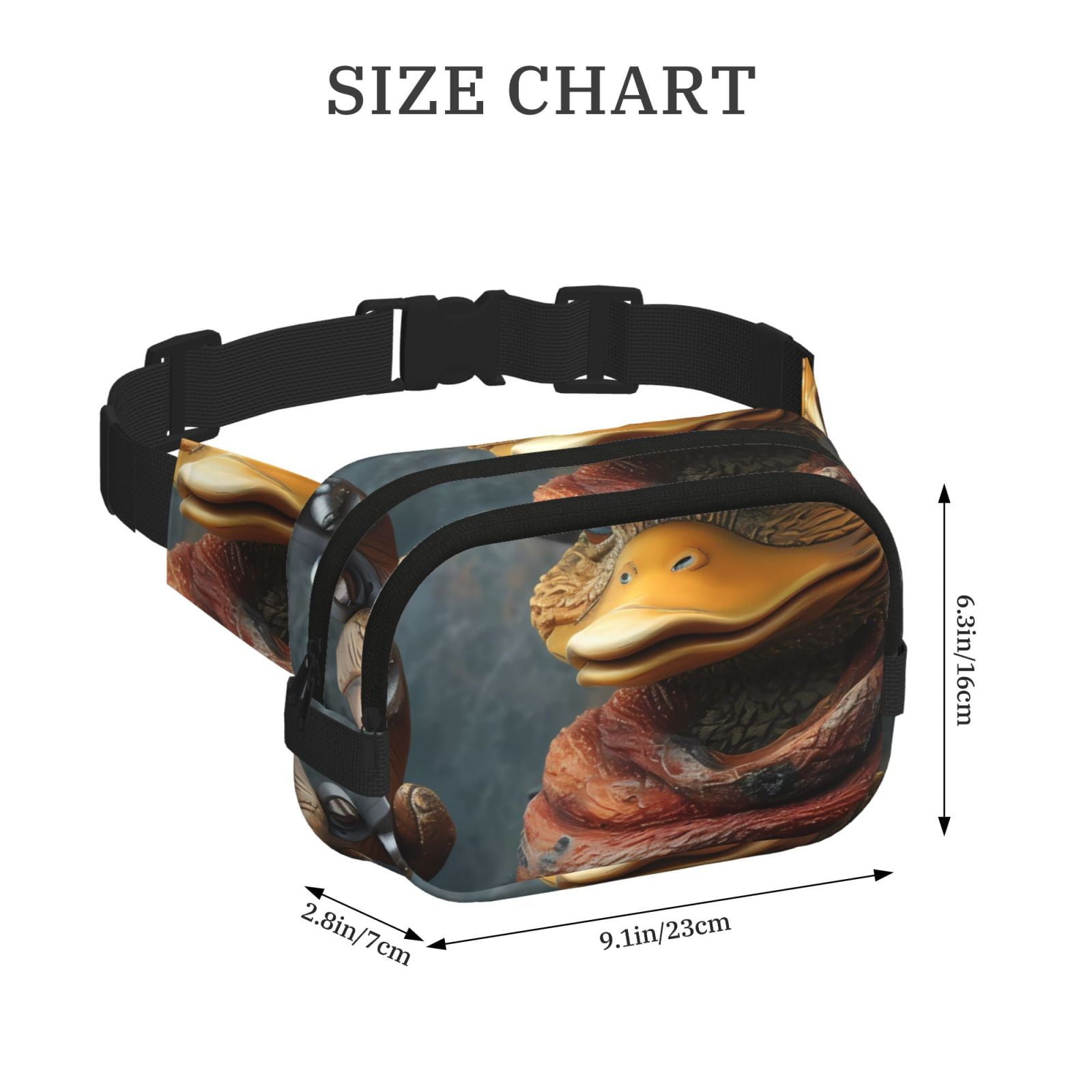 Picia Western Cowboy Duck Print Square Double-Layer Waist Bag Mini Adjustable Waist Belt Bag Exercise Running Travel Hiking