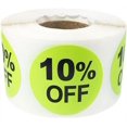 thumbnail image 1 of Hot Green 10% Percent Off Stickers for Retail, 1.5 Inch Round, 500 Labels on a Roll, 1 of 1