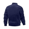 thumbnail image 3 of Homeyce Lightweight Jacket for Men Wind & Water Resistant Full Zip Bomber Jacket with Pockets Light Fall Spring Casual Outwear Coat Stand Collar Travel Work Fashion Softshell,Blue 4XL, 3 of 3