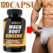 BALINCER 10,000 mg Maca Root Capsules (with/Black Maca) + 1,400 mg Korean Red Ginseng Extract to promote reproductive health and natural energy