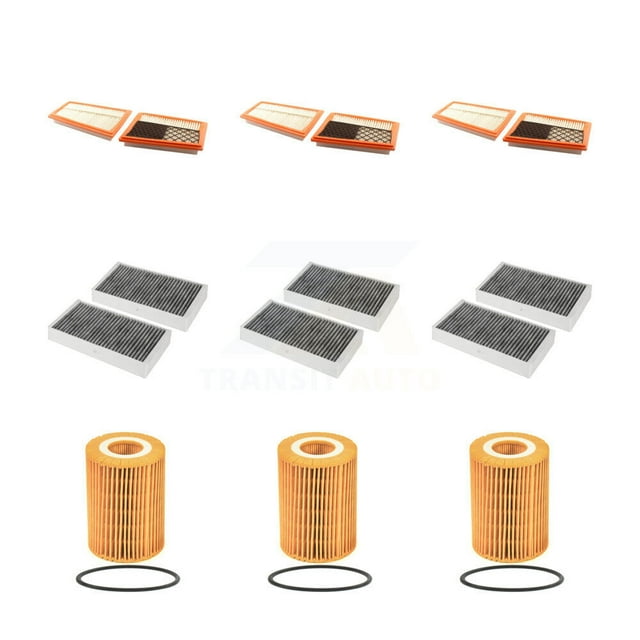 PUR 3x Air + 3x Cabin + 3x Engine Cartridge Oil Filter (9 Total) Kit for Car Mercedes-Benz ML350 ML320 GL350 R350 GL320 R320 KFM-101754