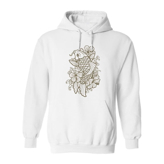 Koi Fish And Flowers Hoodie Men -Image by Shutterstock, Male Medium