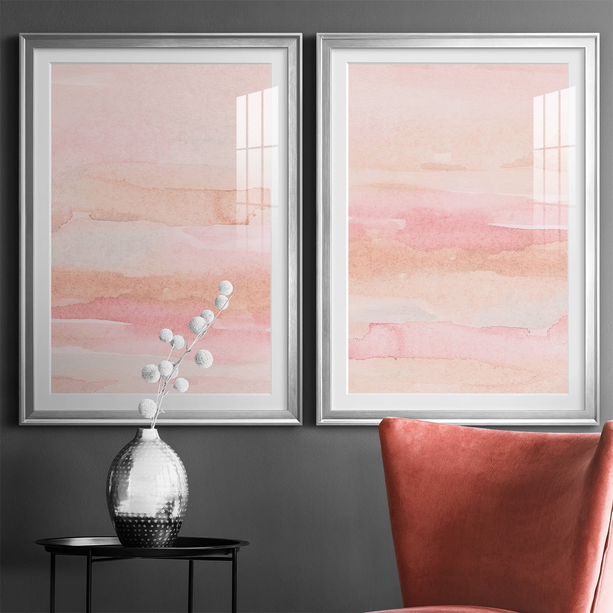 Wexford Home Rose Fade I Premium Framed Print, 26.5" x 36.5" - Ready to Hang, Silver (Set of 2)