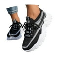 thumbnail image 3 of Xiaoxatg Women's Lightweight Casual Sneakers Breathable Comfortable Walking Shoes for Daily Use with Elastic Closure and Flat Heel Design 6 Black, 3 of 9