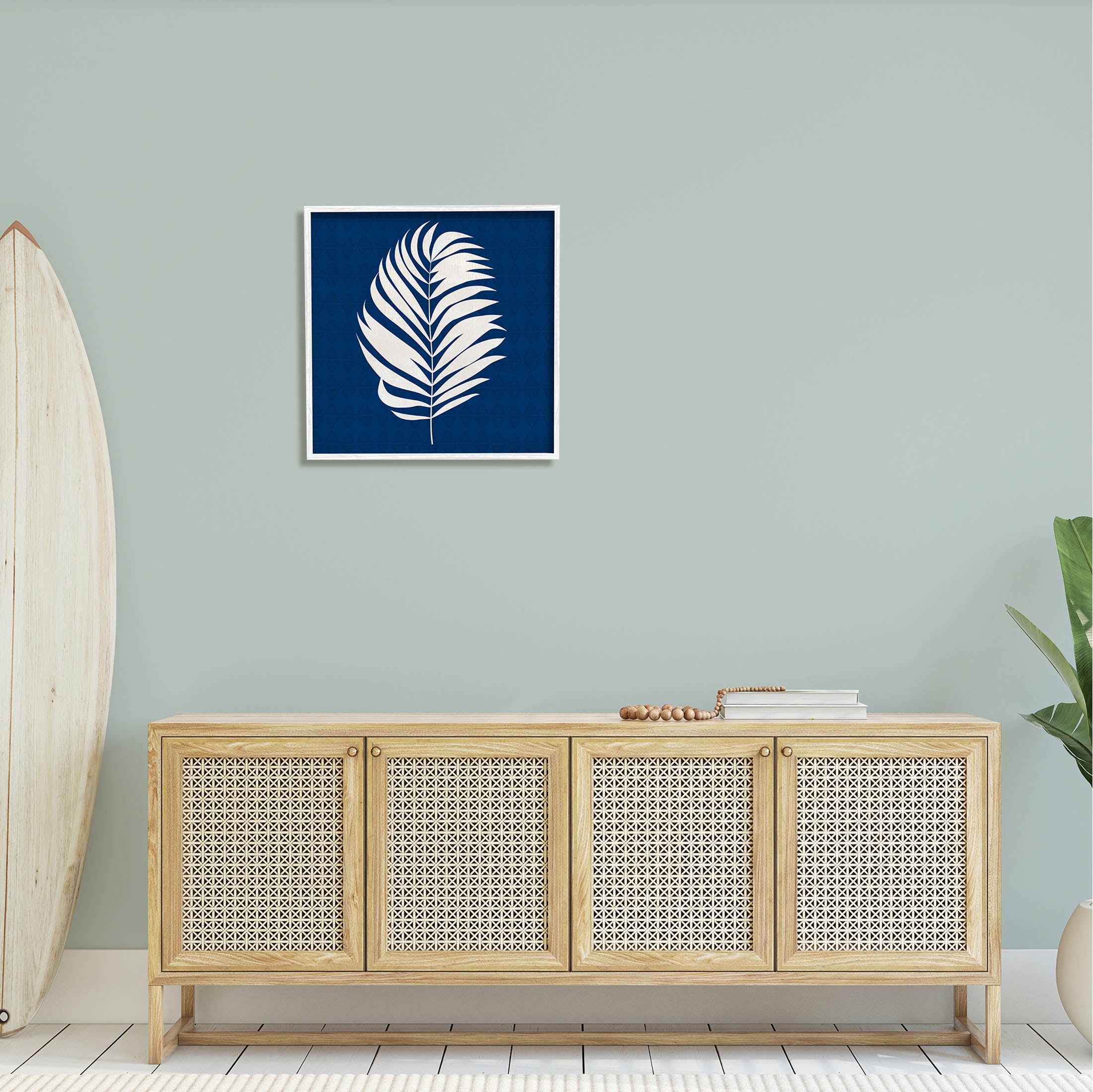 Stupell Industries Abstract Plant Leaf Bold Palm Graphic Art White Framed Art Print Wall Art, Design by Susan Jill