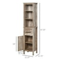 thumbnail image 3 of DUOSONG Kleankin Tall Bathroom Storage Cabinet, Freestanding Linen Tower With 3-Tier Open Adjustable Shelves, And Drawer, Narrow Slim Floor Organizer Brown Particle Board Cabinets, 3 of 9