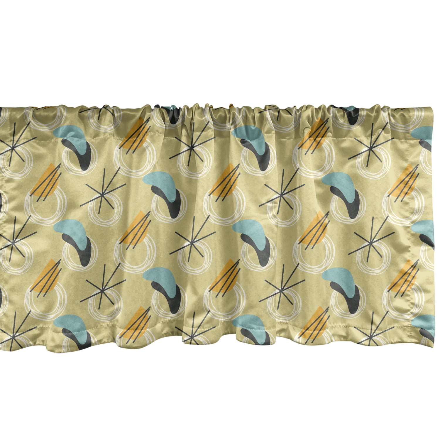 Mid Century Window Valance Pack of 2, Modern Abstract Motifs for