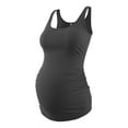 thumbnail image 3 of Ecavus Maternity Tank Tops Side Pleats And Ribbed Fabric Sleeveless Mama Pregnancy Clothes 3-Pack Black Gray Dark Gray M, 3 of 6