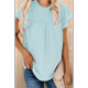 thumbnail image 4 of Blusa Informal de Corta con Cuello Redondo, Encaje, Crochet y Pompones para Mujer, Color Azul S, 4 of 7