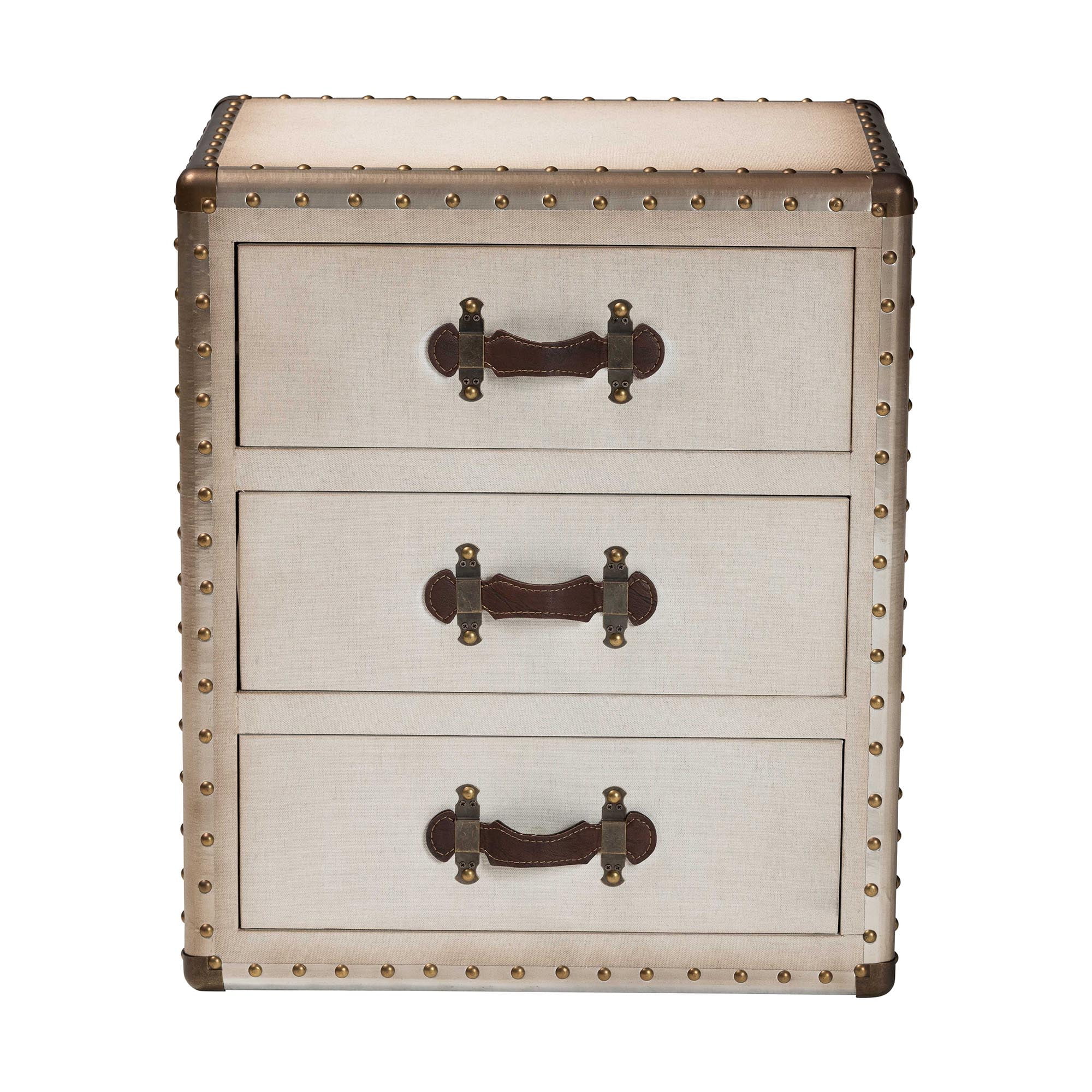Baxton Studio Mallison Vintage End Table, 3-Drawer, Dark Brown