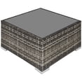 thumbnail image 1 of Rattan Garden Coffee Table, 25.6" Square Garden Rattan Table with Tempered Glass Top, Deep Grey, 1 of 7