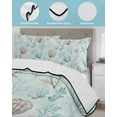 thumbnail image 3 of Twin XL Quilt Bedding Set, Turquoise Coastal Reversible Summer Quilt 3 Pieces, Nautical Beach Ocean Starfish Coral Shells Lightweight Bedspreads Coverlets with 2 Pillow Shams for All Seasons, 3 of 5
