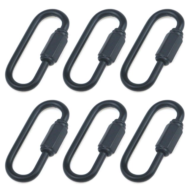 Quluxe Conector de enlace rápido de cadena M3.5 de 3,5 mm con bloqueo de cadena en forma de D resistente, negro (paquete de 6)