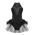 thumbnail image 3 of Haitryli Kids Girls Sparkle Lyrical Ballet Dance Dress Gymnastics Leotard Skirt Dancewear Performance Costume Black 16, 3 of 5