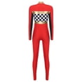 thumbnail image 4 of Sxiwei Womens Checkerboard Jumpsuit Rompers Racer Driver Costume Speed Car Driver Uniform Red L, 4 of 5