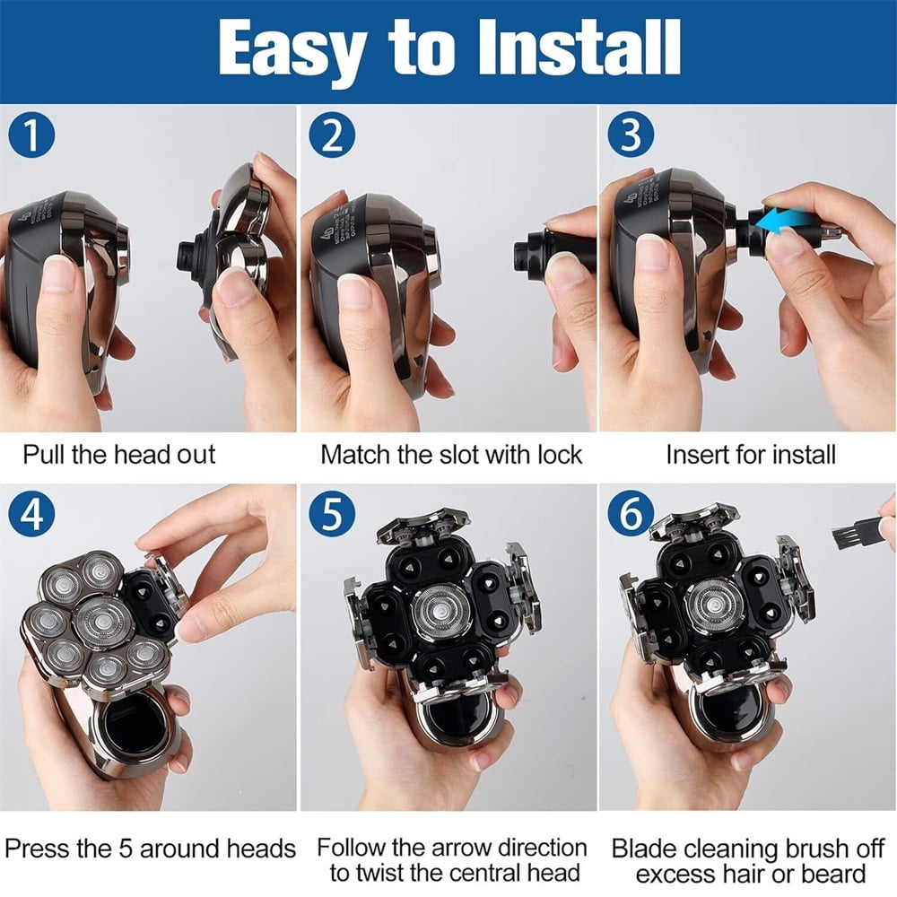 Zeng 9D Head Shaver,6 in 1 Bald Head Shavers for Men