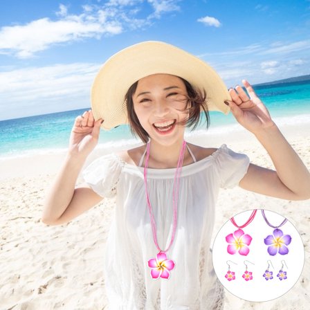 Amosfun 2 Sets Flower Necklace Hawaiian Accessory for Women of All Ages Daily Wear