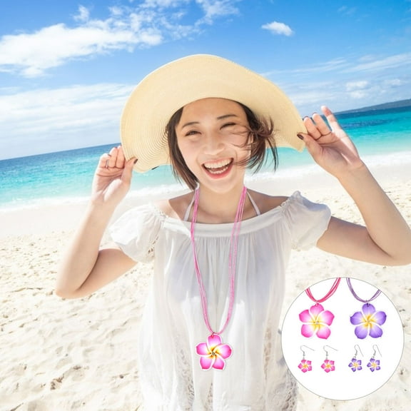 Amosfun 2 Sets Flower Necklace Hawaiian Accessory for Women of All Ages Daily Wear