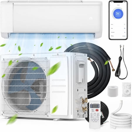 21 SEER2 12000 BTU Mini Split AC and Heat Pump, Cools/Heats Up to 750 Sq.Ft, 230V