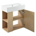 thumbnail image 6 of Resenkos 21.6" Modern Floating Bathroom Vanity with Ceramic Basin, Left Side Storage, Perfect for Small Bathrooms - Brown, 6 of 19