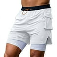 thumbnail image 6 of Dagugfen Athletic Mens Shorts Drawstring Double-Layer Fitted Solid Color Breathable Running Shorts, 6 of 7
