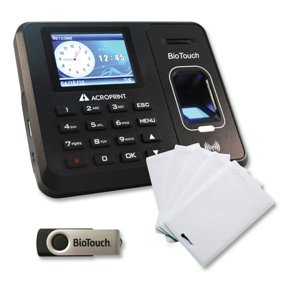 Acroprint BTR150 BioTouch Time Clock & Badges Bundle - Black